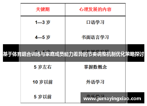 基于体育组合训练与家庭成员能力差异的节奏调整机制优化策略探讨